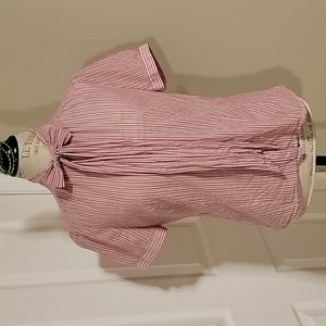 Merona women's short-sleeved red/white striped cotton shirt